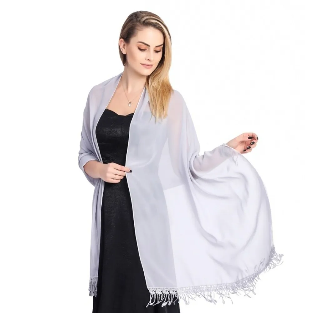 

Chiffon Women Chiffon Shawl Lightweight Fabric Long Bridesmaid Shawl Hijab Sun Protection Elegant Evening Shawl Summer Spring