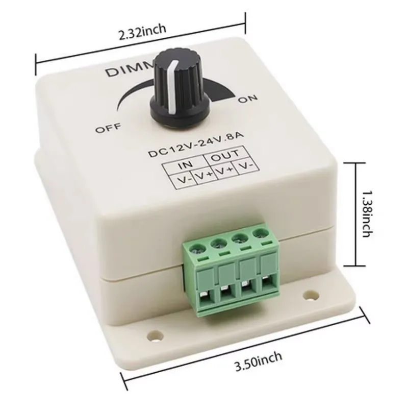 

12-24V 8A LED Dimmer One Way Manual Knob Switch PWM Monochrome Lamp/Light Strip Controller Low voltage