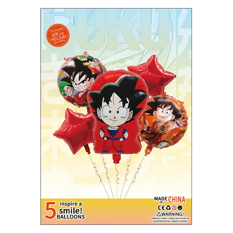 5pcs Dragon Ball การ์ตูนน่ารักฟอยล์บอลลูนโลหะอะนิเมะ Kawaii ชุดเด็กวันเกิดตกแต่งของเล่นตกแต่ง
