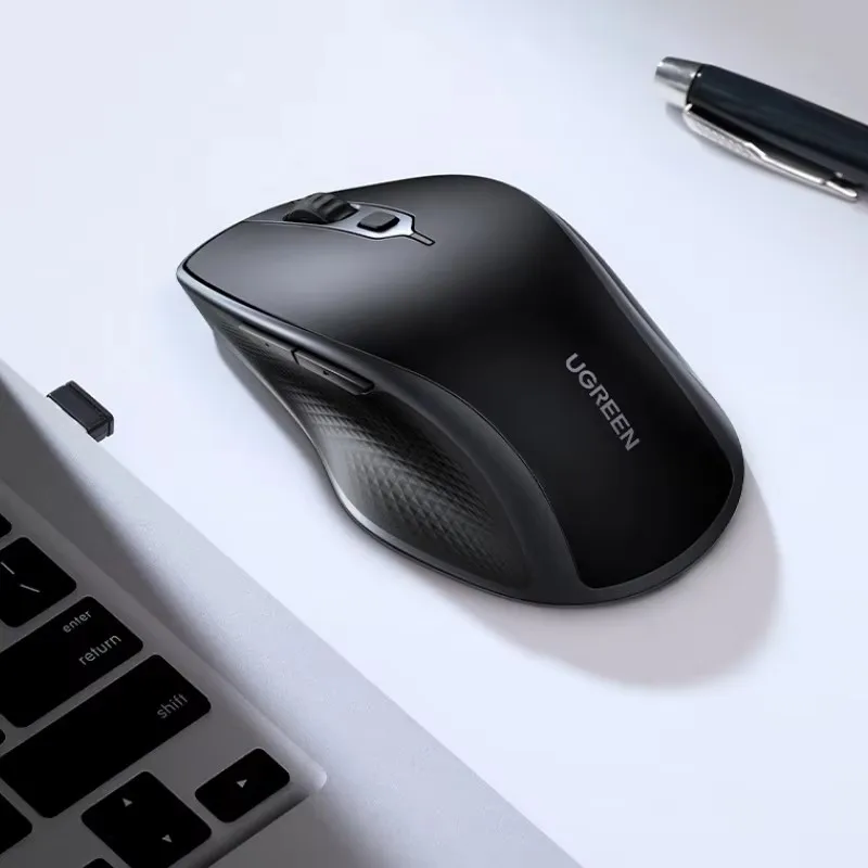 Ugreen Wireless Mouse Bluetooth Mute Bluetooth 5.0 2.4g 4000dpi Ergonomic Computer Office Esports Game 6 Mute Button Mouse