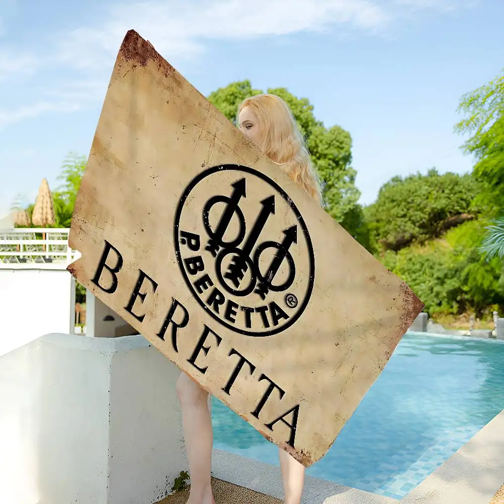 1pc G-Gun BerettaS LOGO Microfiber Printed Beach Towel Mountain Climbing Yoga Beach Swimming Running Absorbent Soft Towel