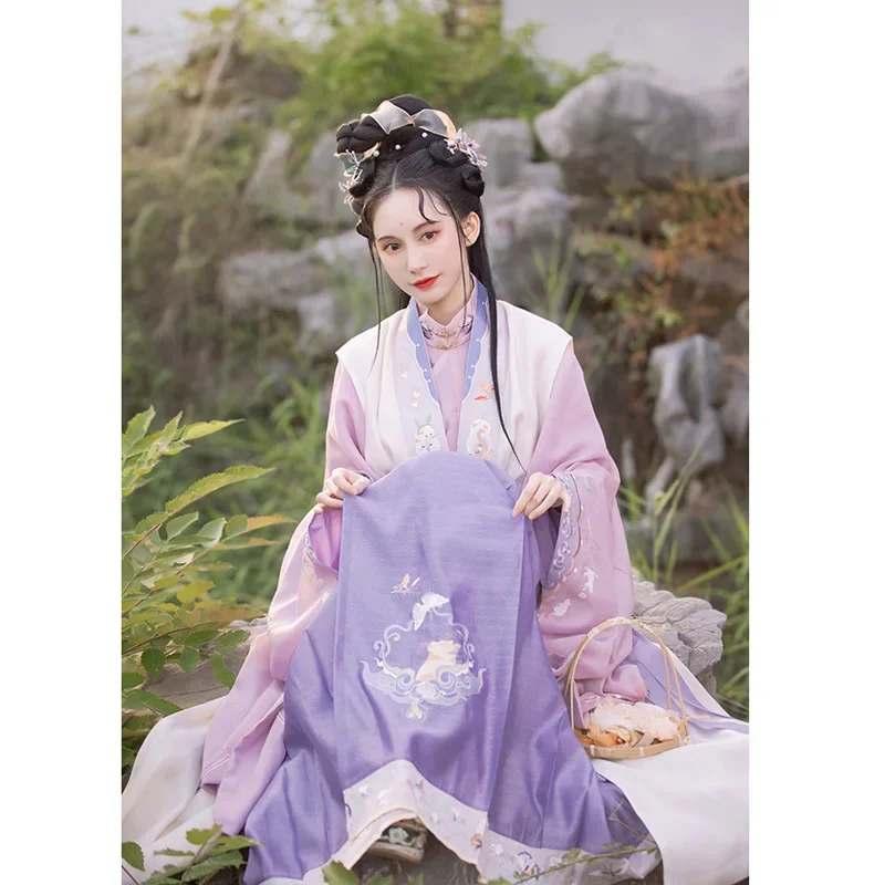 ZhongLingJi-Robe Hanfu Brodée Papillon de la ociastie Ming Originale pour Femme, Robes de brevFolklorique Traditionnelles Chinoises DegradStage