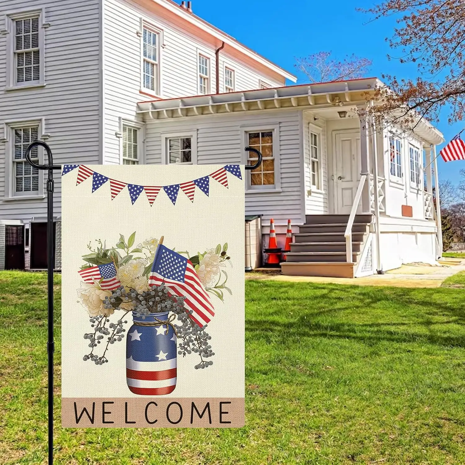 Patriotic 4th of July Garden Flag 12x18 Inch Double Sided Memorial Day Independence Day Garden Flag for Yard Outdoor Decoration