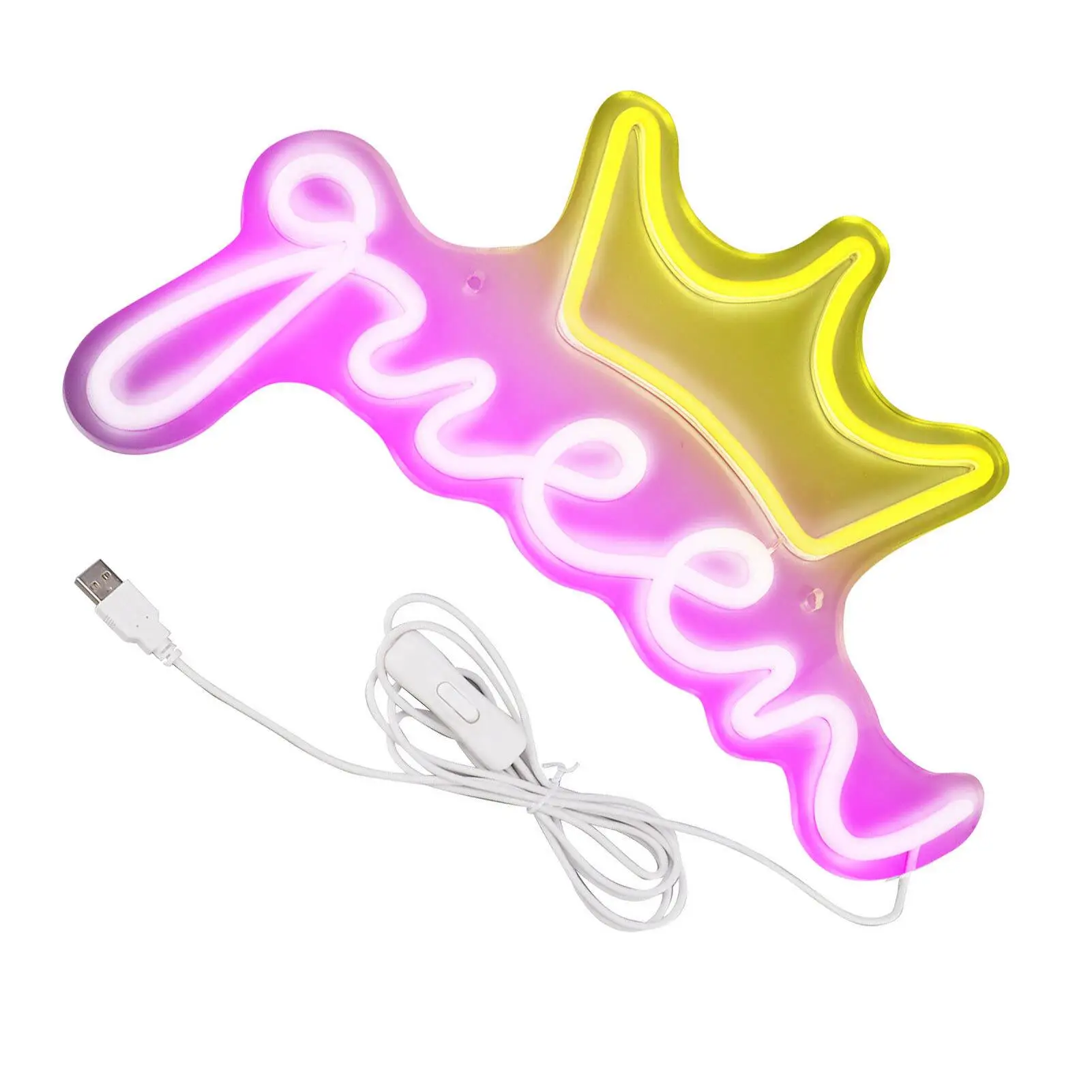 Energy-Saving USB Neon Crown Queen Lamp - Bright Sign for kids \' Rooms & Parties, Durable & Drop Resistant