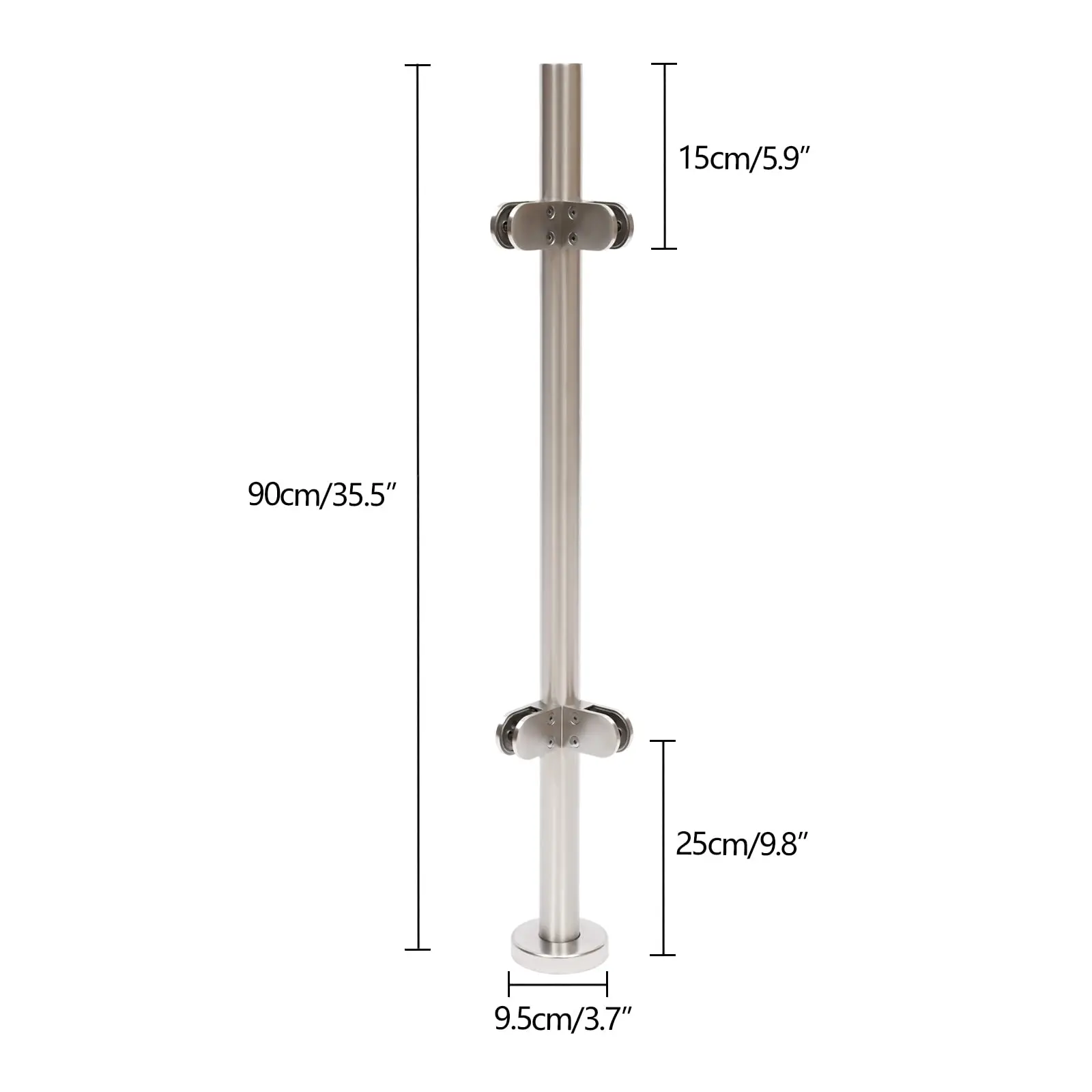 Glass Railing Post, Silvery Stainless Steel Glass Clamp Post Glass Balustrade Railing, Railing Corner Post Railing Fence Pole Ha