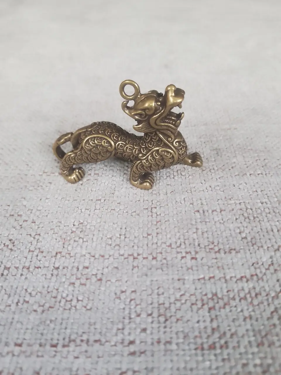 Chinese Mythological Mascot Brave Troops Antique Brass Craft Key chain Pendant Ornament Miniature Fitting Keychain Pendant P076