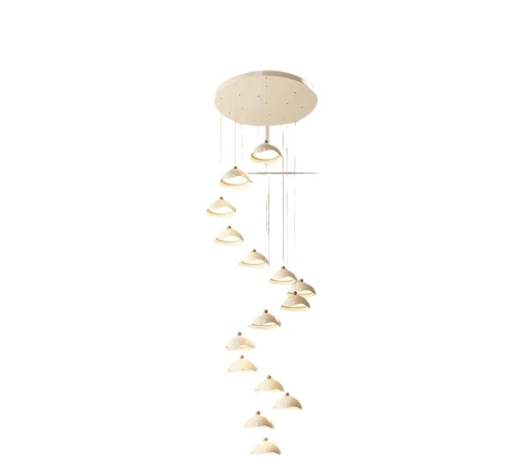 

New eggshell cream wind high floor duplex loft empty rotating villa chandelier