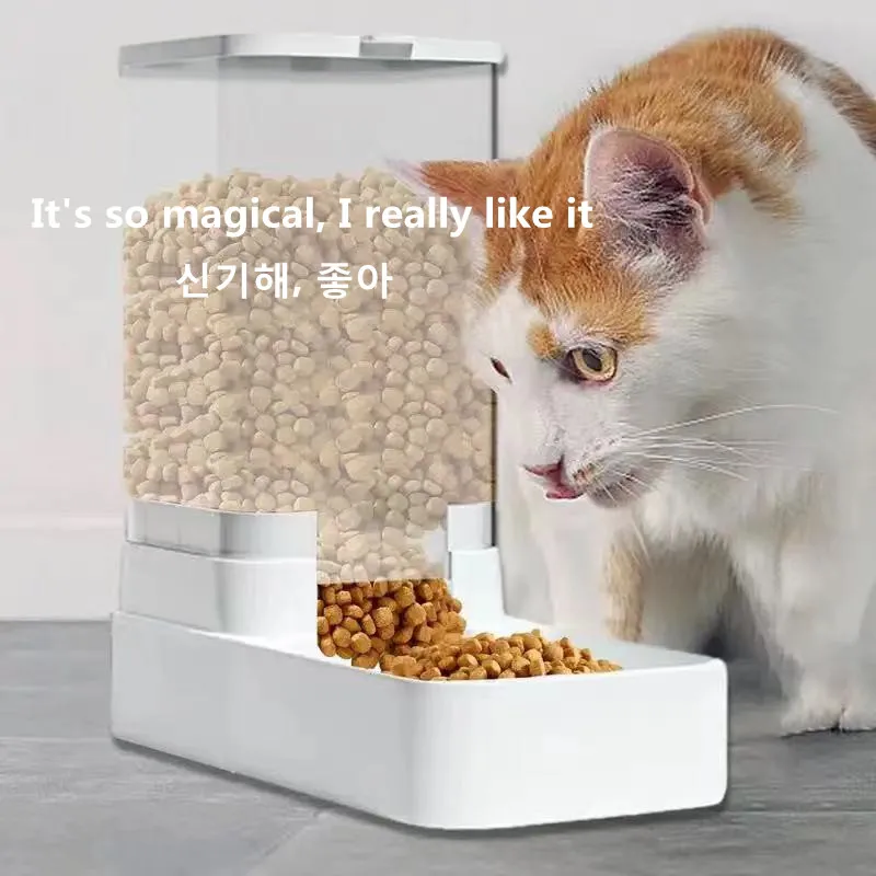 Automatic Dog Cat Feeder Water Dispenser Food Bowls Transparent Pet Food Storage Dispenser Container Puppy Pet Accessories