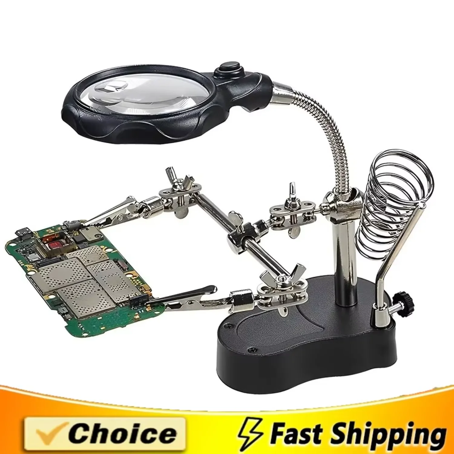 3.5X 12X Welding Auxiliary Clip Magnifier  Soldering Iron Circuit Board Welding Iron Magnifying Glass Bracket Tools