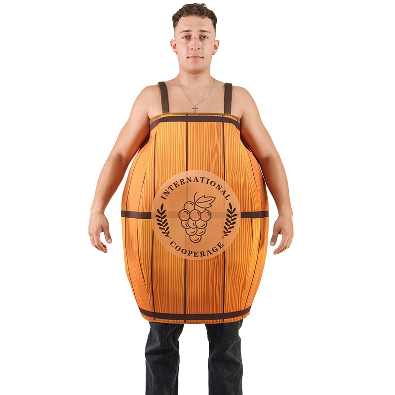 

Men Oktoberfest Australia Day Party Fancy Dress Up Wine Germany Barrel Box Halloween Outfit Beer Barrel Costume Adult