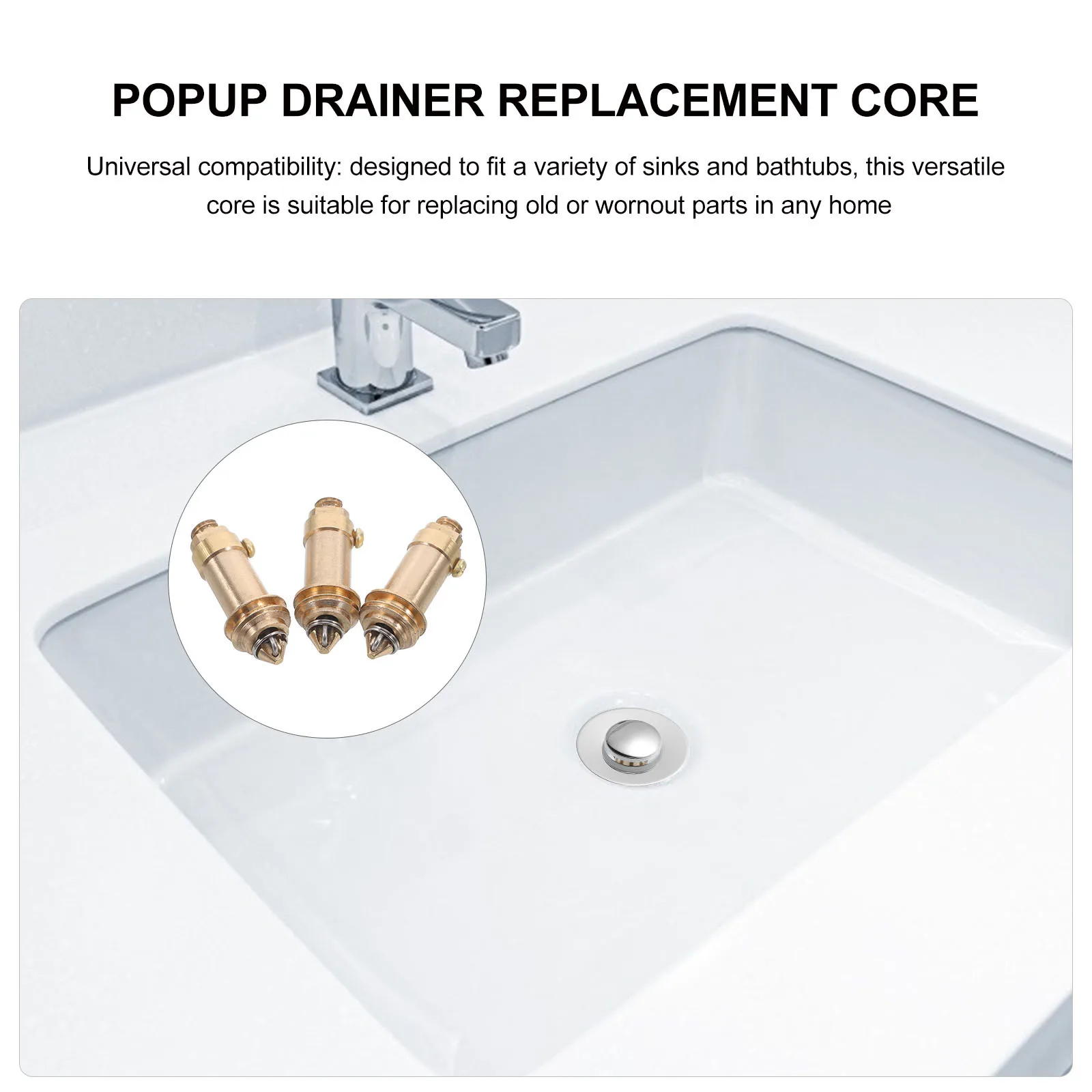 3 قطعة الصلبة النحاس المنبثقة قابس التصريف الأساسية استبدال مانعة للتسرب مغسلة بالوعة ملحق المنبثقة تجفيف استبدال الأساسية