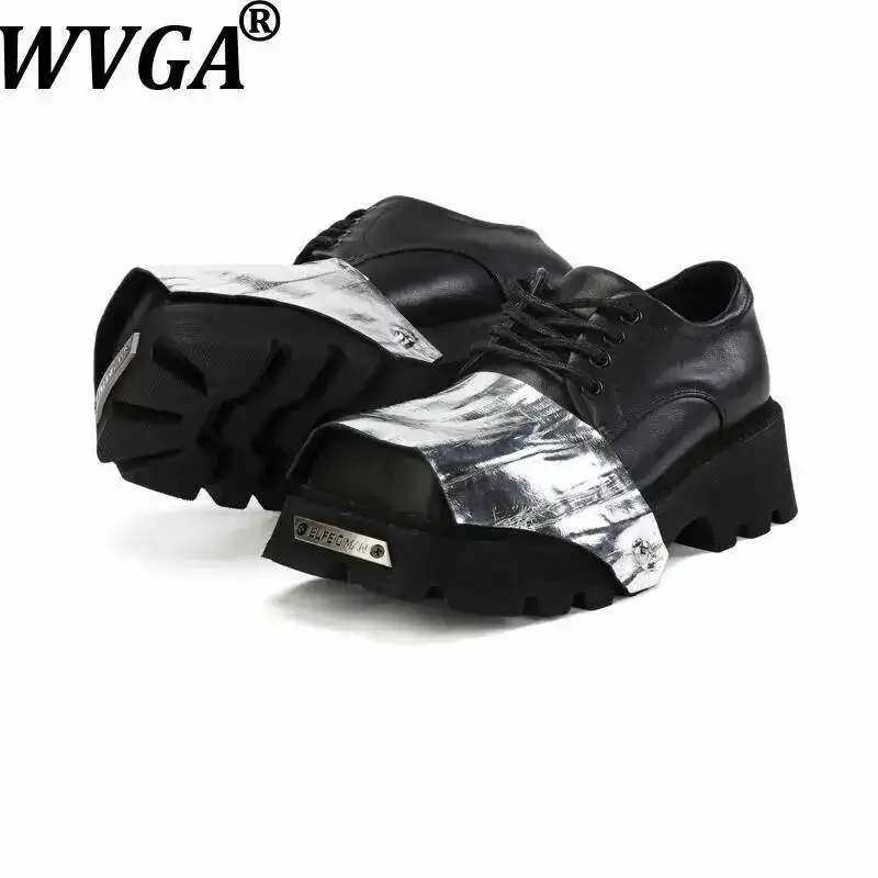 WVGA Spring Autumn New Men's Original Niche Chic Design Unique Stylish British Thick-soled Casual Leather Derby Shoes Ins W26041