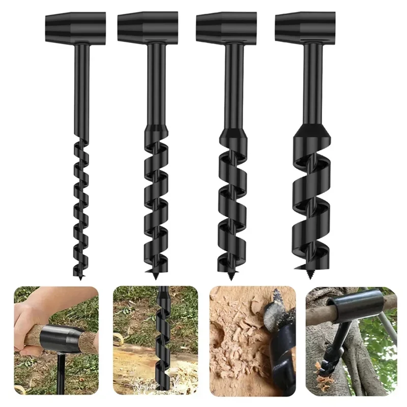 A06R Punch Tool Survival Woodworking Auger Drill Bits Outdoor Bushcraft Camping Manual Hole Maker 10/16/19/25Mm Wrench Core