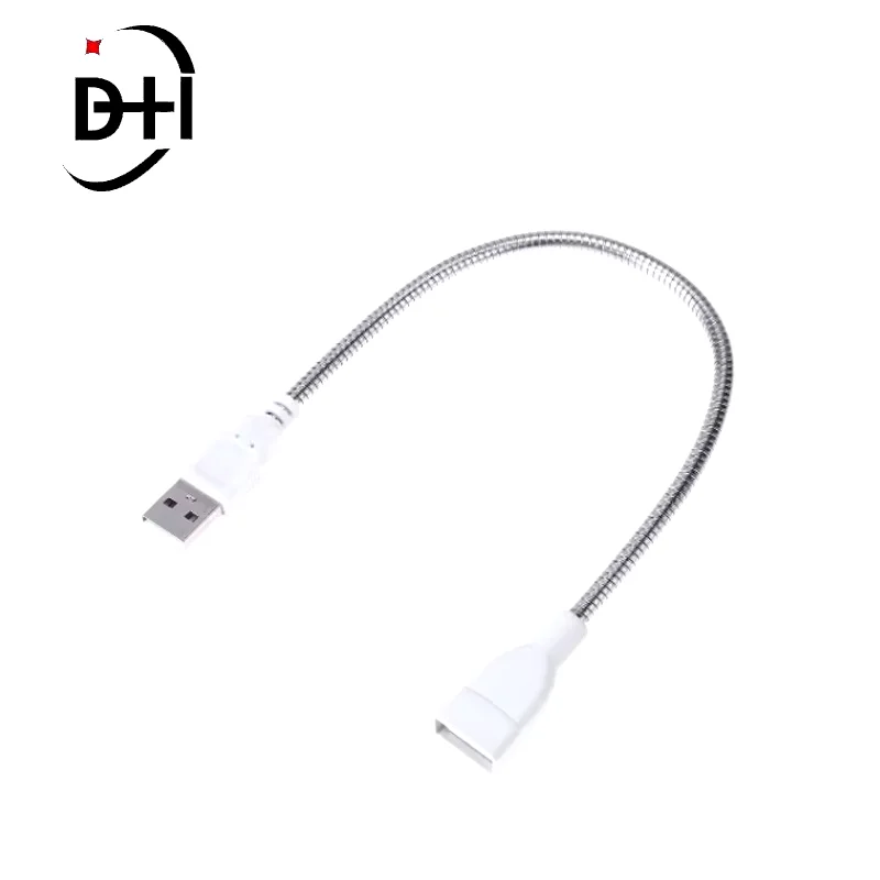 Flexible Metal USB Extension Cable Male to Female Extension Power Supply Cord Metal Hose Tube Wire for USB Light Lamp Bulb 29cm