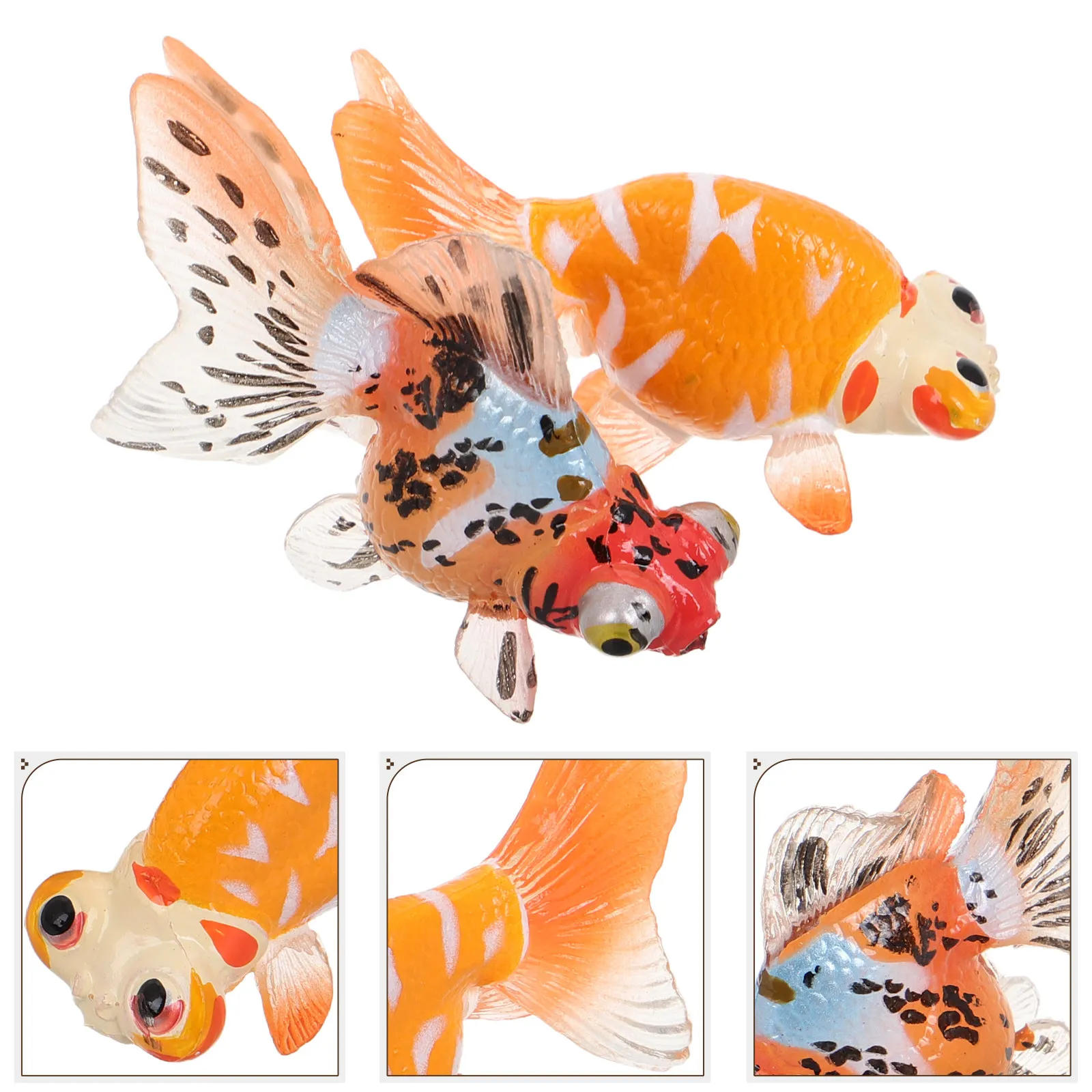 2Pcs Plastic Simulated Goldfish Ocean Animals Realistic Interactive Learning Figures for Aquarium Decor Cognitive Developmental