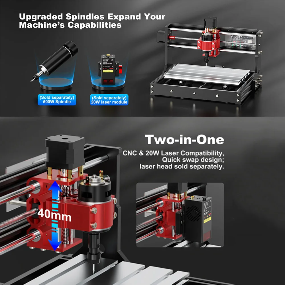 TWOTREES TTC3018 Pro CNC Router 3 Axis ER11 Engraving Machine Metal Spindle Clamp for Wood Acrylic PCB Carving Cutting DIY Tools