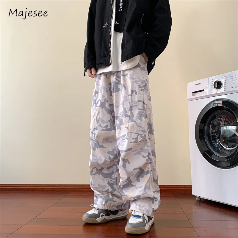 Cargo Pants Men Streetwear Fashion Loose Spring Autumn Camouflage Multi Pocket Teenagers American Style All-match Vitality Chic