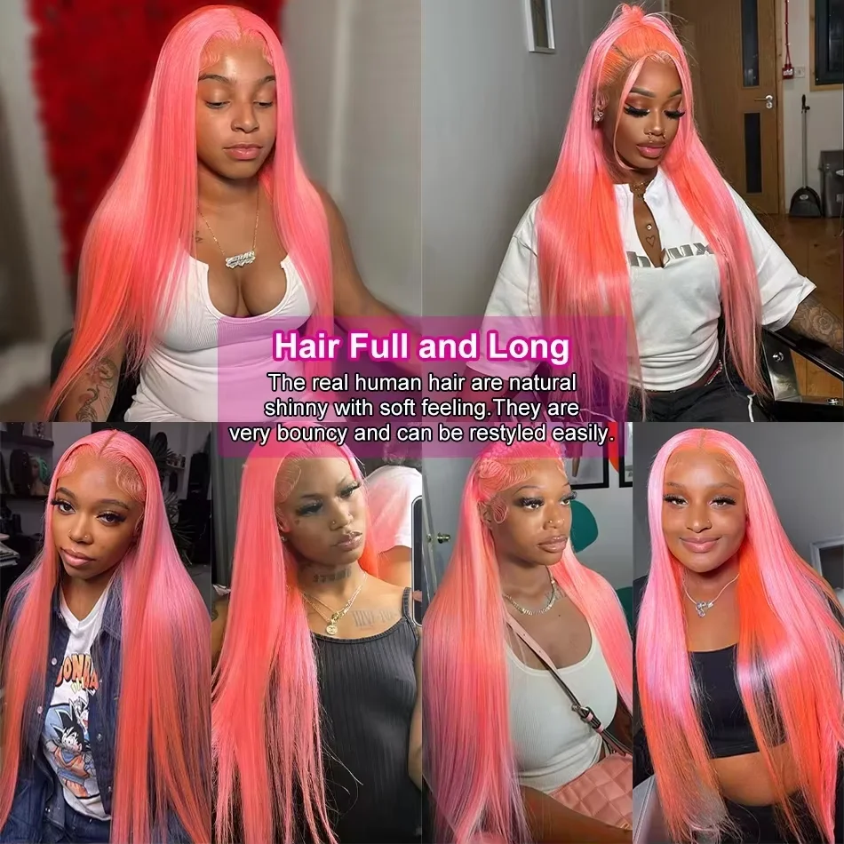 30 40 Inch Pink Bone Straight Human Hair Wig 200 Density 13x4 Hd Lace Frontal Wigs Brazilian Human Hair Colored Wigs For Women