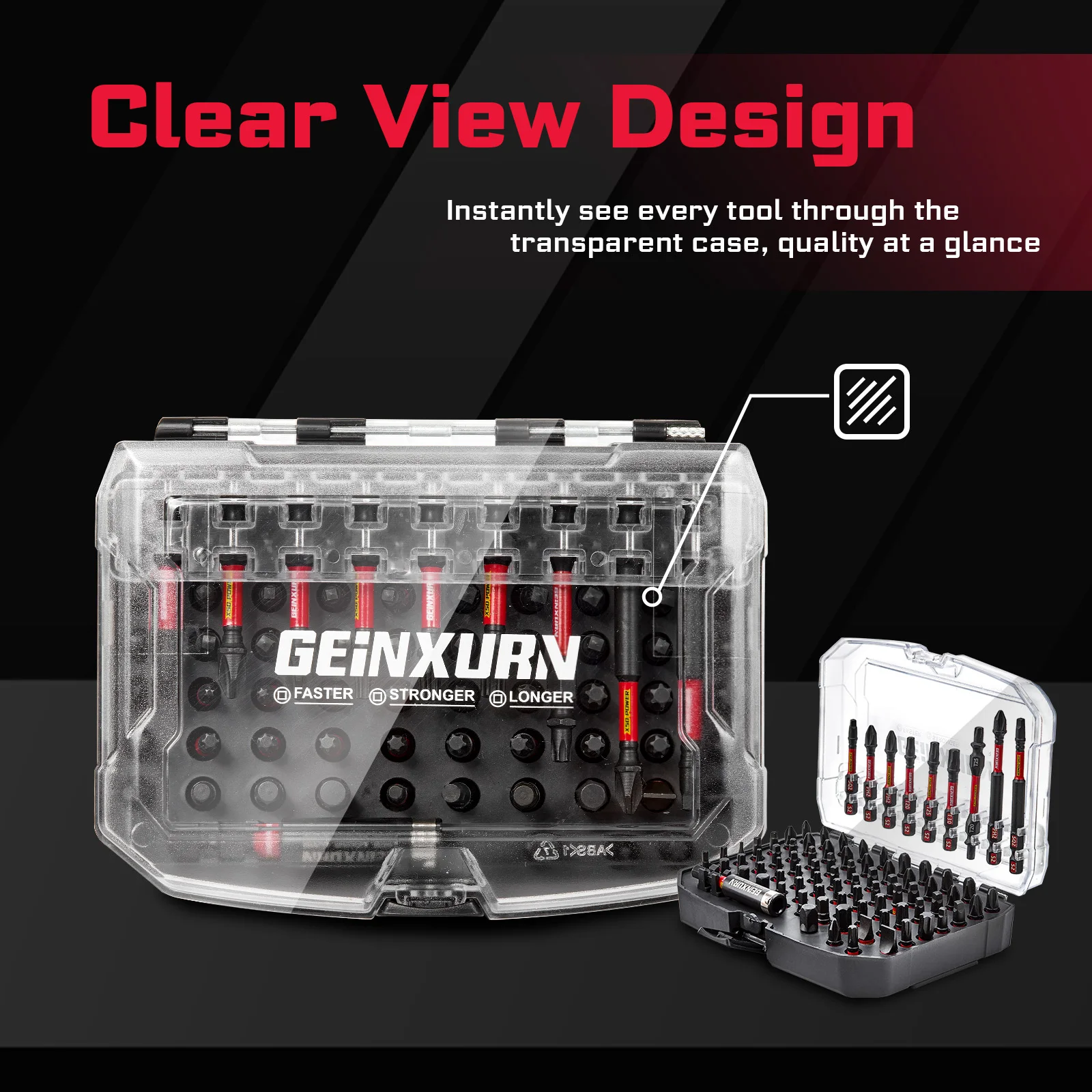 Geinxurn 83 ชิ้น Impact Magnetic Driver ชุด Bit, S2 Steel Bits (PH/Slotted/Torx/Hex/SQ), อะแดปเตอร์ซ็อกเก็ต & Black Storage Case