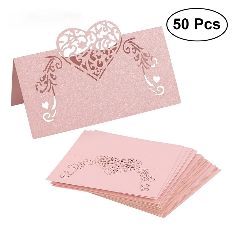 50pcs Laser Cut Heart Shape Place Cards Wedding Name Cards for Wedding Party Table Decoration Wedding Decor