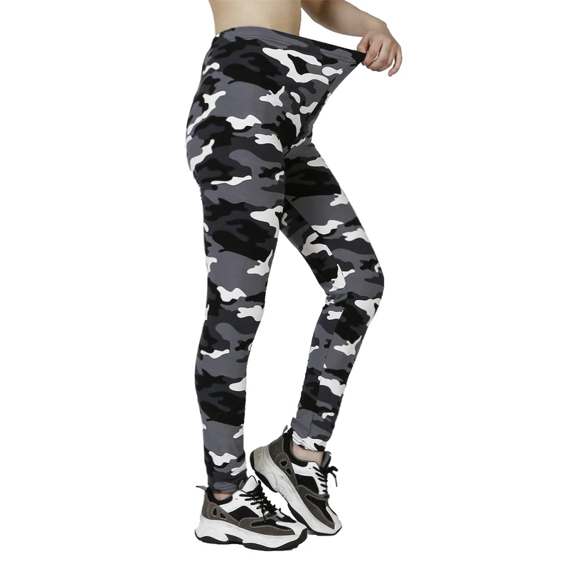 Camouflage Printed White Gray Sexy Women\'s Leggings Sports Jacket Tight Pants High Elasticity Slim Fit Tight Pants