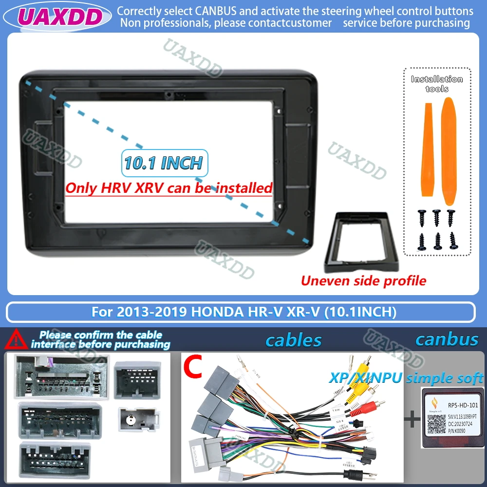 UAXDD Für 2013-2022 Honda VezelE HR-V XR-V 9 10,1 Zoll Android Rahmenkit 2 Din Auto-Innenausstattung Stereo-Kabel Video-Kabelbaum-Adapter CD – Detail 11