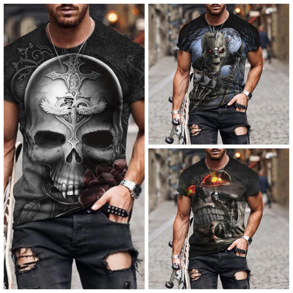 

Лето 202, хит продаж, мужская модная трендовая быстросохнущая футболка в стиле ретро, мотоциклетная мужская удобная свободная повседневная футболка Y2k