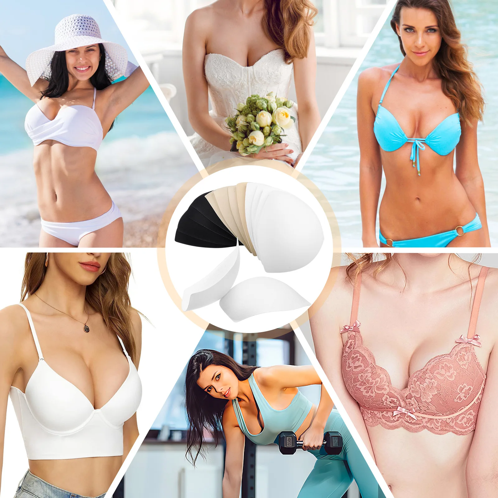 

6 Pairs Cup Inserts Wireless Eco Friendly Sports Bras Yoga Bra Inserts Swimwear Padding Enhancers