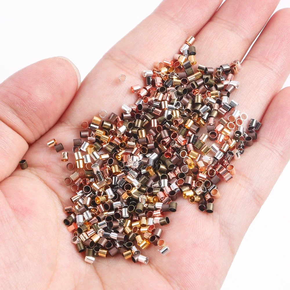 300 шт. 1,5 2,0 2,5 мм, золотые медные трубки, бусины с обжимными концами, пробки, бусины-разделители для изготовления ювелирных изделий, принадлежности для ожерелья