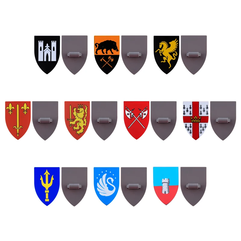 Medieval Military Knights Wofl Shields Building Blocks Middle Age Soldiers Weapons Accessories Armor Bricks Toys Kids Gift