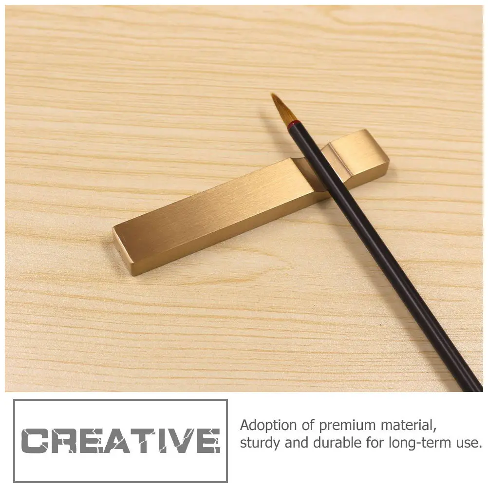 Bronze Pen Holder Brush Stand Caligraphy Rack Calligraphy Painting Rest Sculpture Brass