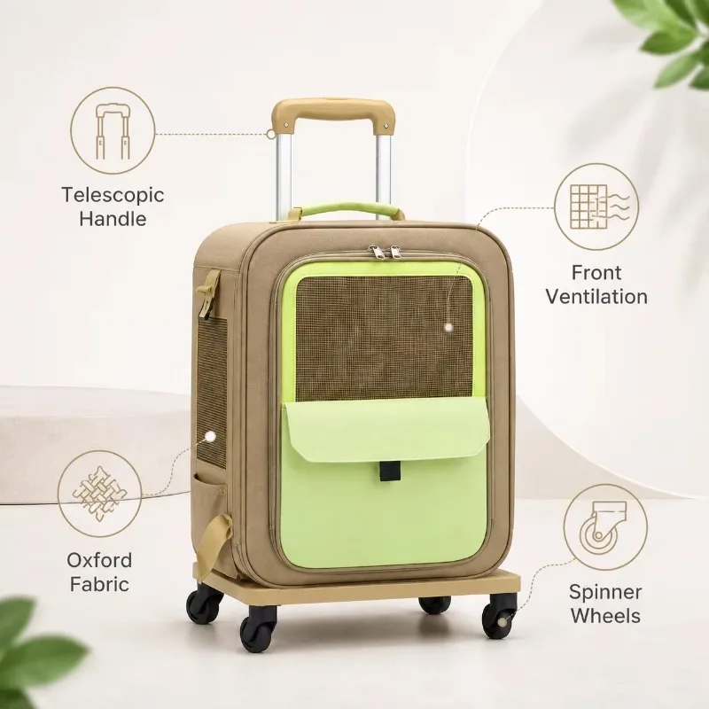 Premium Waterproof Rolling Pet Carrier Oxford Breathable Mesh Trolley Bag Wheels Custom Logo Dogs Cats Backpack Pet Carrier - view 4