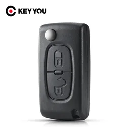 KEYYOU 1PCS  2 Buttons Folding Key Case Shell For Peugeot 107 207 407 307 307S 308 407 607 807 VA2/HCA Ce0523 Ce0536