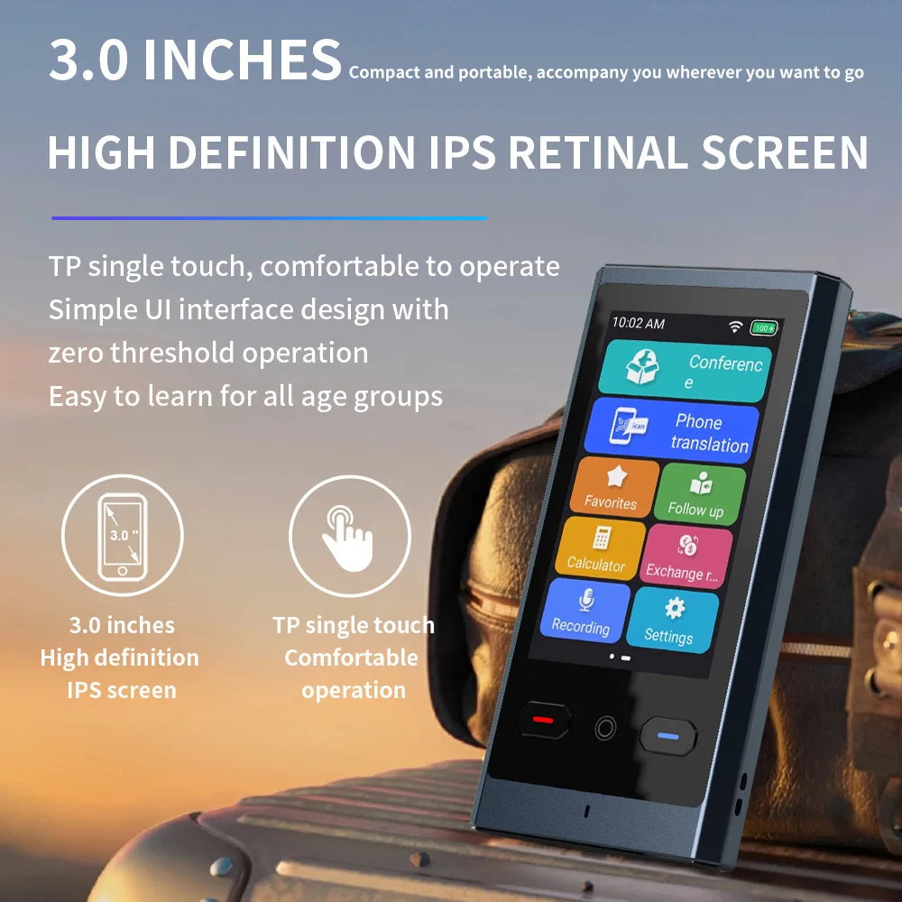 Z9 Smart Voice Translator Portable Translator Accurate Translation Device with Real Time Language 3.0 Inches Touch Screen Device