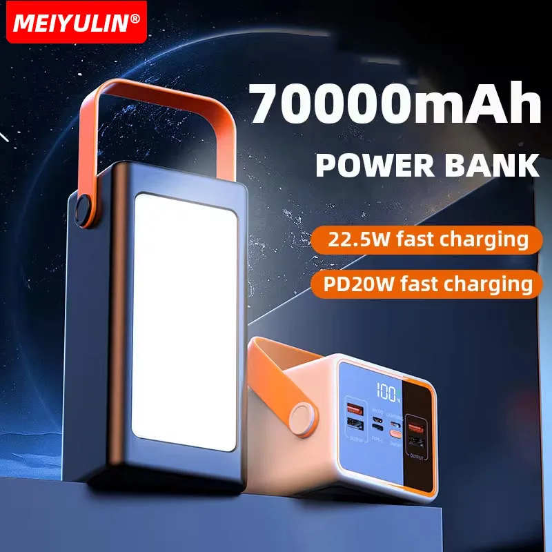 

Large Capacity Power Bank 70000mAh USB C PD 20W Fast Charger For iPhone Xiaomi Samsung 50000mAh Portable Mobile External Battery