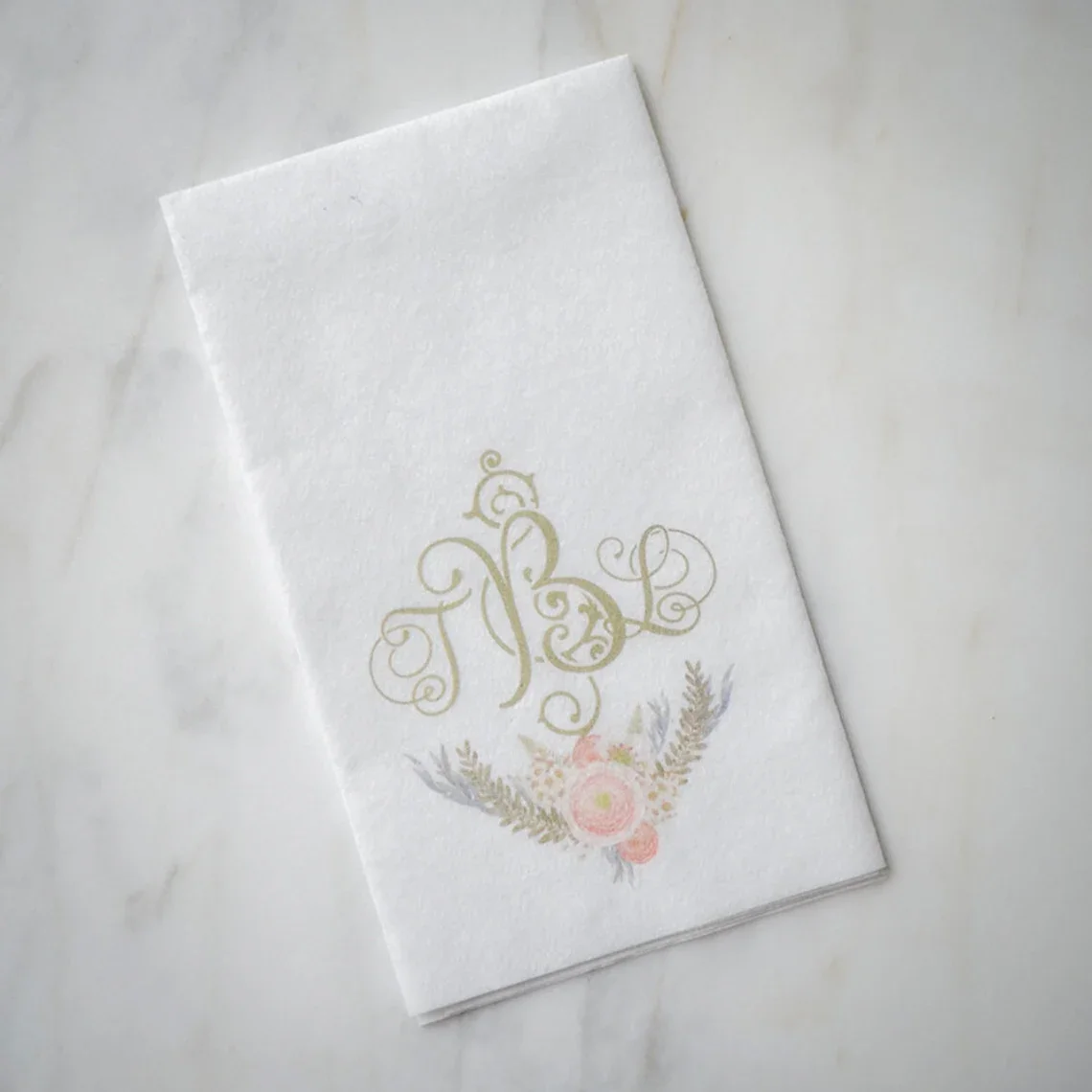 Full Color Monogrammed Linen-Like Guest Towels, Custom Linun Guest Towels, Personalized Bathroom Paper Hand Towels, Wedding Rece