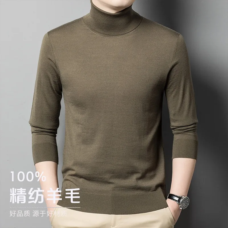 سترة صوف 100% عالية الجودة بياقة مزدوجة للرجال بأكمام طويلة #2