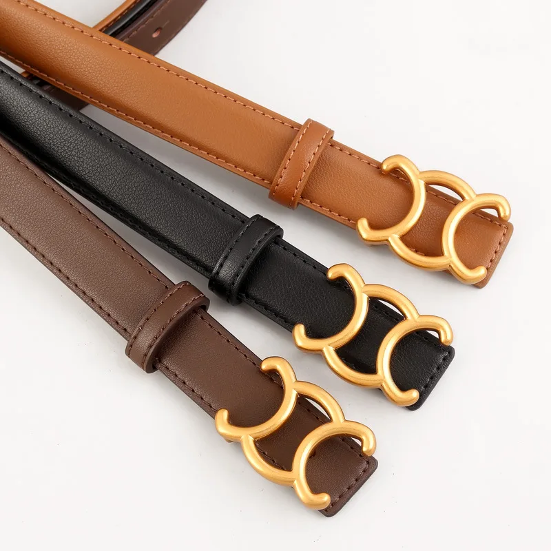 

New Genuine Leather Luxury Design Women's Fashion Belt Light Mature Versatile Belt Korean Version Buckle with Jeans Belts