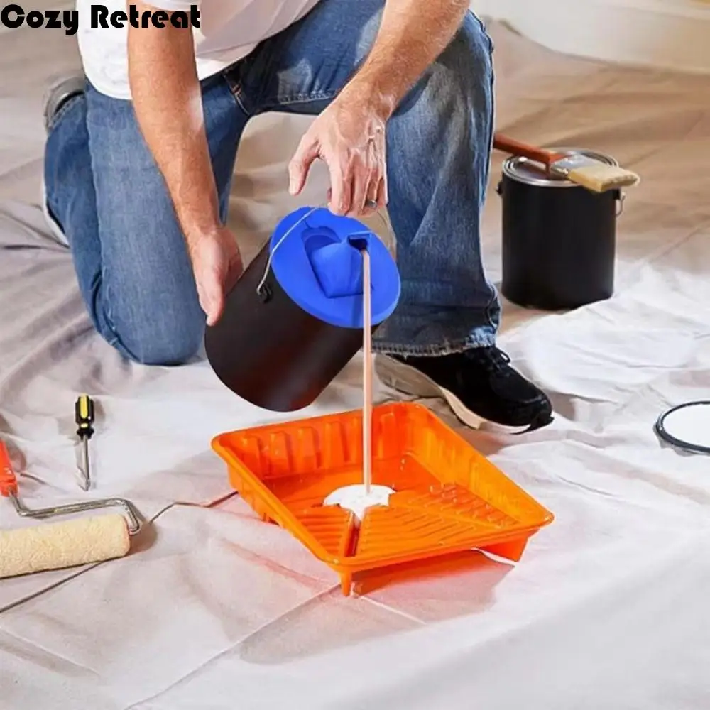 

Folding Paint Bucket Paint Mix Cover Reduce Messy Drips Space Saving Paint Can Lid Paint Storage Retractable Spout Sealed