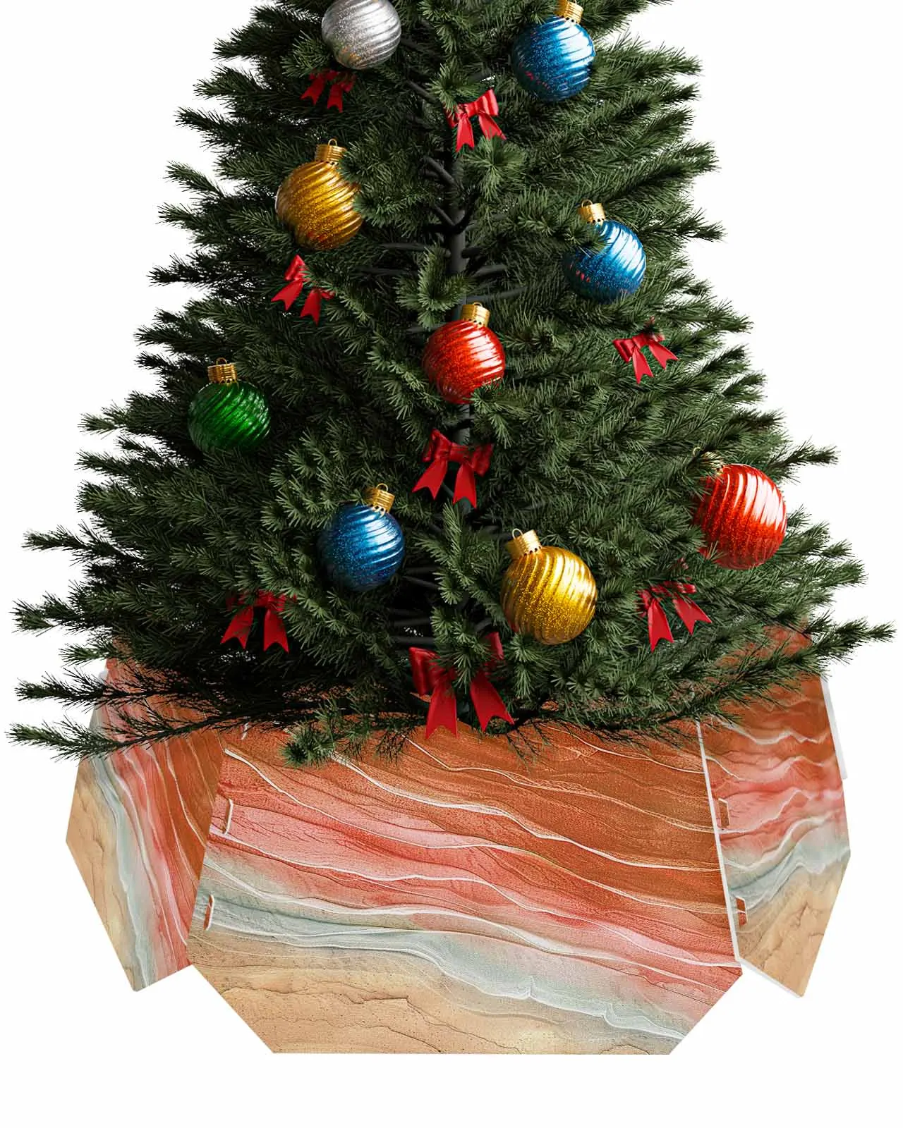 Wave Beach Gradient Christmas Tree Creative Printed stereoscopic Tree Bottom Decoration Festival Party Tree Skirt