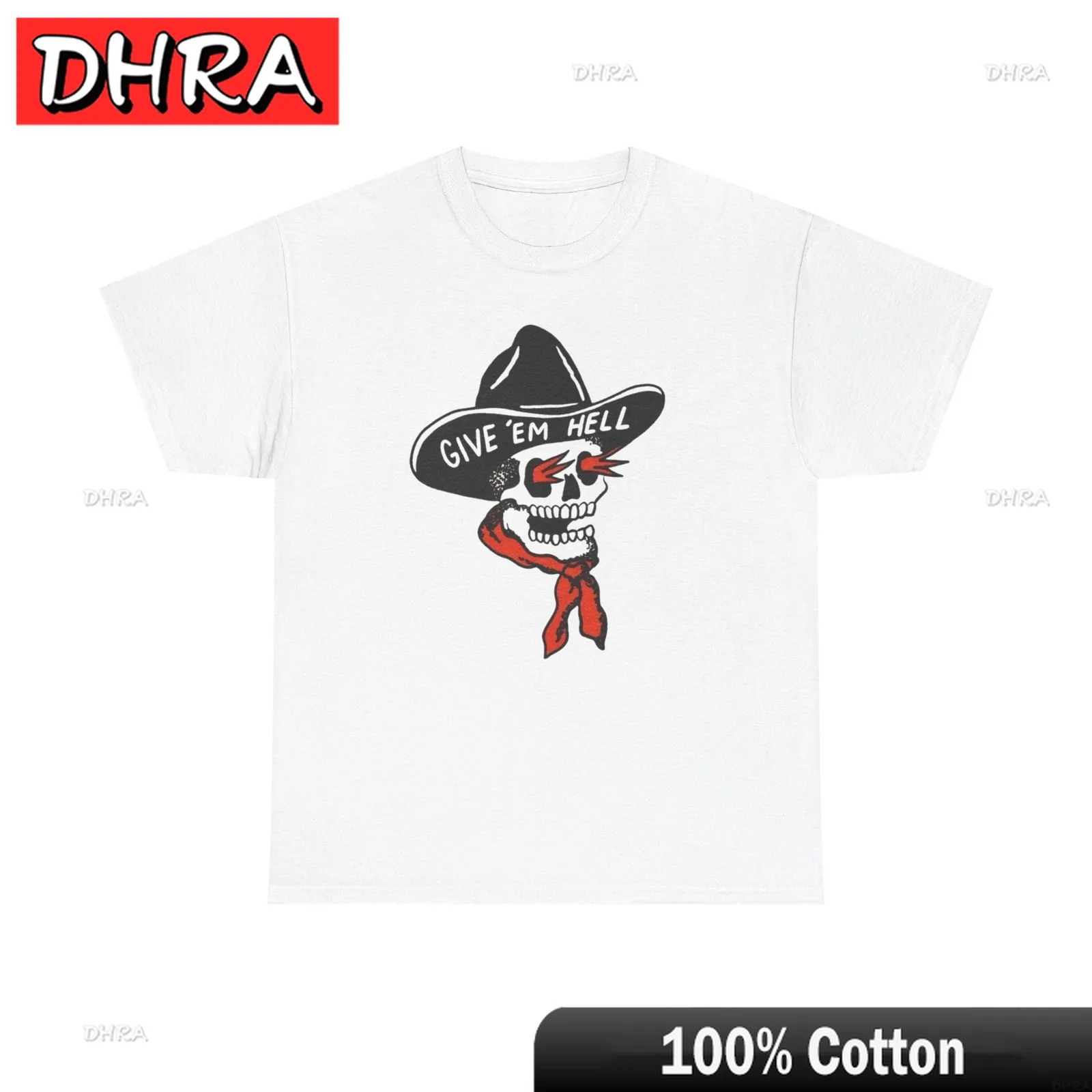 تي شيرت جرافيك من Give Em Hell Cowboy للجنسين من القطن الثقيل تي شيرت أنيق ناعم تي شيرت محب فني ناعم للعودة إلى المدرسة تي شيرت