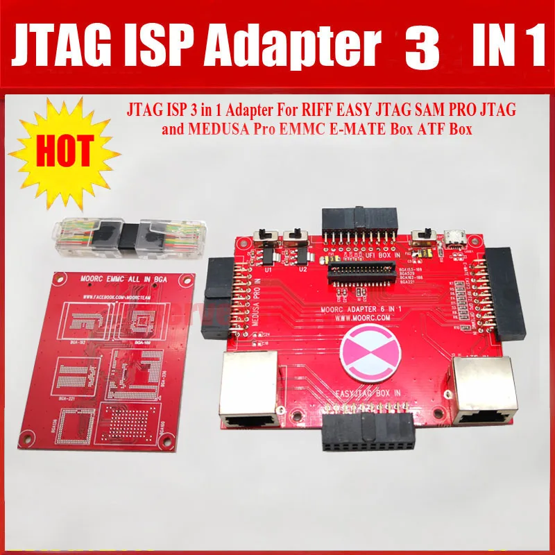 New Original MOORC JTAG ISP 3 IN 1 Adapter  For RIFF EASY JTAG SAM PRO JTAG MEDUSA PRO EMMC E-MATE BOX ATF BOX