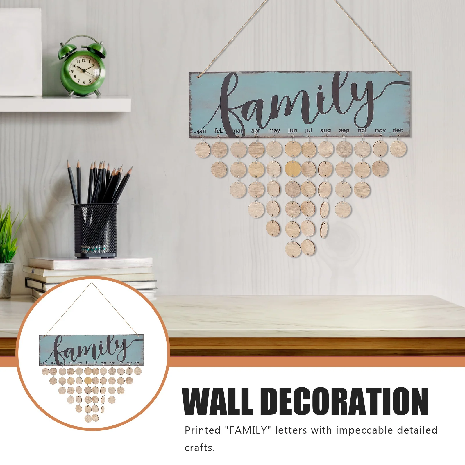 

Деревянный календарь 12x47 дюймов, напоминание о дне рождения, семейная настенная табличка, декор для дома, красочные блоки для самостоятельного изготовления, для юбилеев и праздников