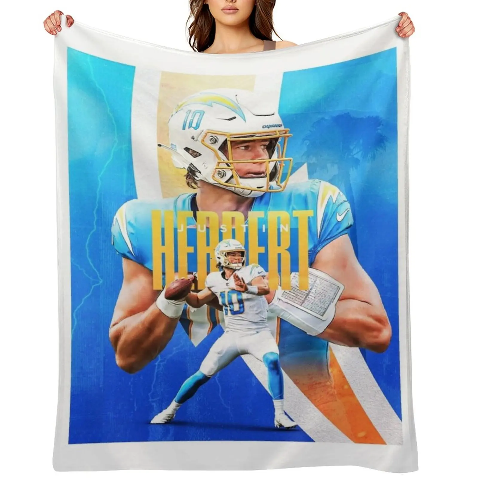 

Justin Herbert Throw Blanket Bed anime Plush Bed Fashionable Blankets