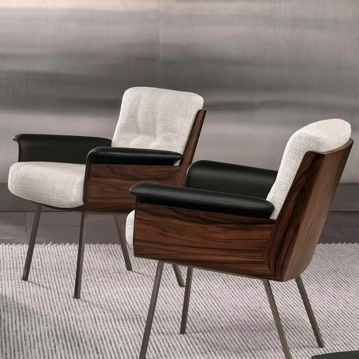 !@Minimalist Italian Designer Office Chair Modern Solid Wood for Light Luxury Restaurant Conference