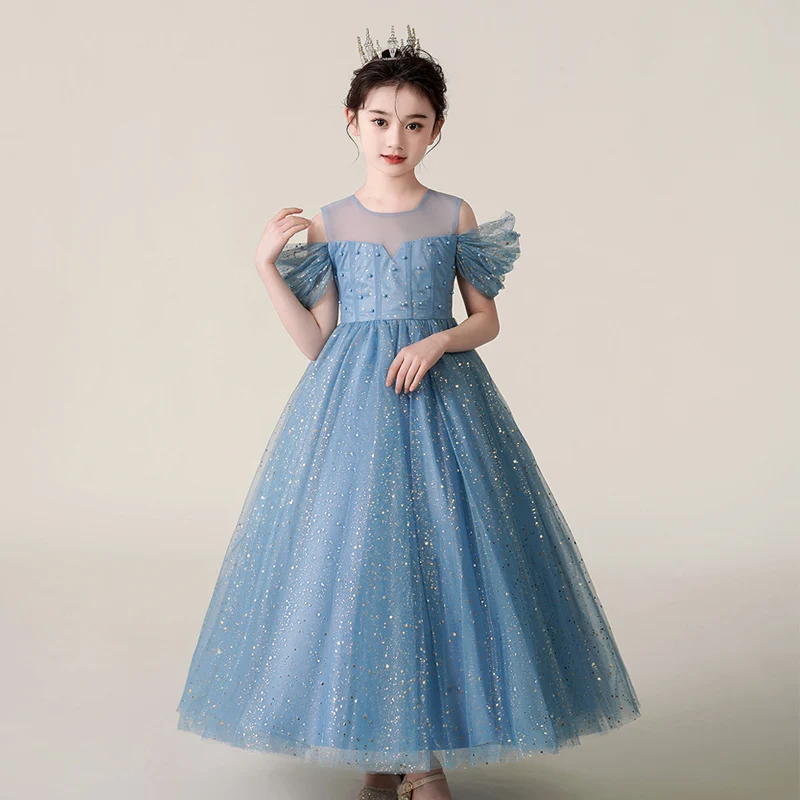 

Girl evening dress off-shoulder heavy industry gauze Peng Peng Princess elegant sweet dress dinner piano performance 1308