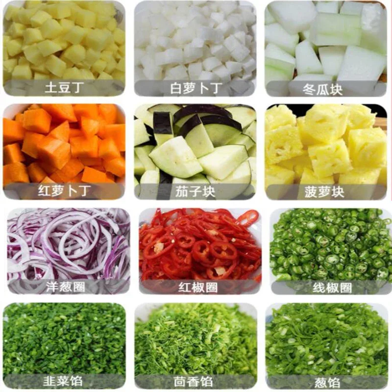 キッチンレストラン電動野菜果物カッター ダブルヘッドマシン バナナニンジンジャガイモさいの目切り機 野菜用