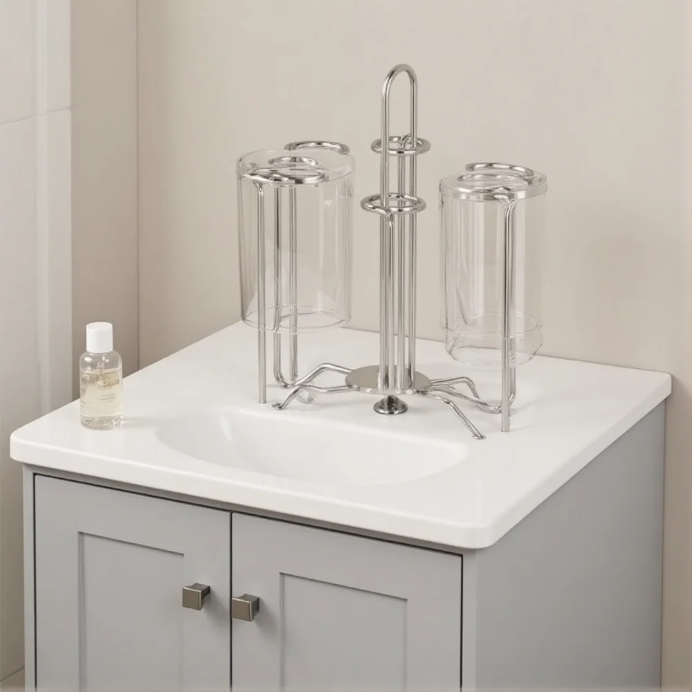 Stainless Steel Cup Holder Compact Inverted Glass Storage Countertop Cup Organizer Stainless Steel Drinking Glass Rack
