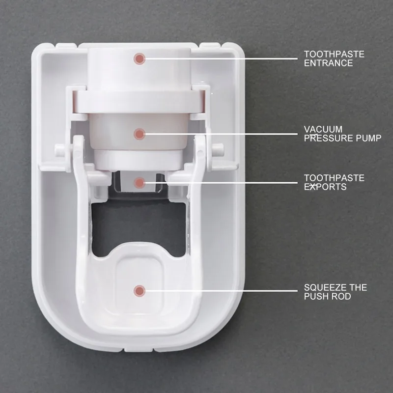 Automatic Toothpaste Dispenser Wall Mount Automatic Toothpaste Dispenser Toothpaste Squeezer proof Toothbrush Holder Bathroom