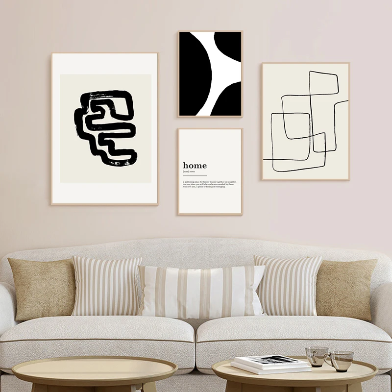 

Posters Pictures Abstract Minimalist Simple Lines Wall Art Home Decor Black And White Canvas Painting Modern For Interior Room